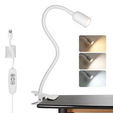 Lamp Clamp LED Dimmable Reading Lamp On Clip Night Light Flexible Bed Desk White
