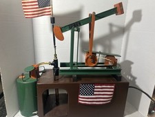 HOMEMADE OIL WELL PUMP NODDING DONKEY PUMPJACK WORKING AMERICAN FLAG GAS