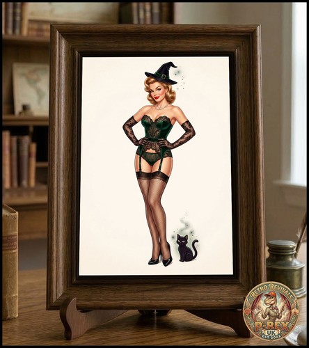 Sexy halloween witch retro pin - halloween,