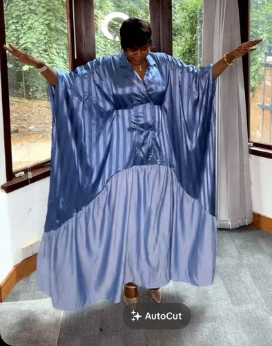 Women blue satin striped - blue,