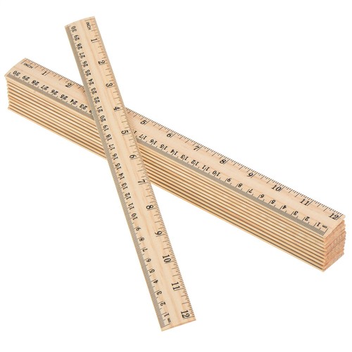 Pack inch wooden rulers - 12,