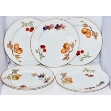 5 - 8.5" Porcelain Plates Berries, Pear & Gold Trim Royal Worcester Evesham NEW