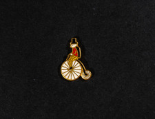 Vintage Miniature Rupert Bear on Penny Farthing Bike Pin Badge