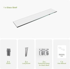 S'AFIELINA Floating Glass Bathroom Shelves Wall Mounted Storage Rack with Fixing