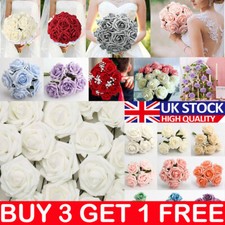 50 Pcs Large 7CM Artificial Flowers Foam Rose Heads Wedding Party Decor Bouquet