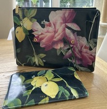 BN Ted Baker Eveley Black Citrus Bloom Floral Clutch Bag & Purse Set Duo £69.99