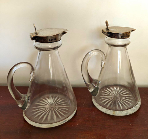 Pair antique cut glass - of,