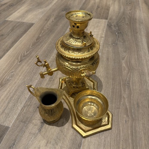 Ornate brass samovar set - ornate, on