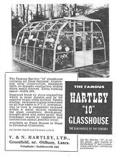 1960s Advert for HARTLEY '10 Glasshouse' Garden Greenhouse Small Print Ad 488/48