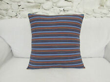 Large Cushion Cover, 20", Cotton Seersucker, Stripes, Blue, Navy, Orange, Bright