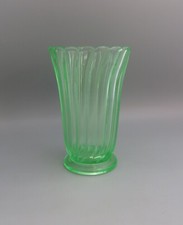 Bagley Green "Carnival" Pattern 3141 Pressed Glass Celery Vase Reg 849118