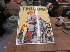 Heavy vintage style Triumph Motorcycle enamel sign   21" X 16"