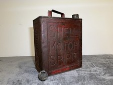 Vintage She’ll Motor Spirit 2 Gallon Petrol Can Match Brass Shell Cap 1930s