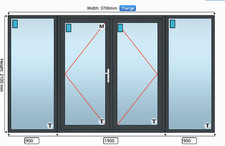 upvc french doors, 4 pane anthracite coloured white inside double glazed