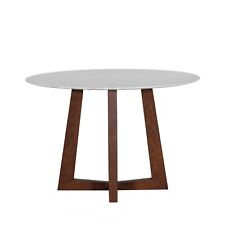 Ash Dark Brown Legs White Marble Toby Dining Table Up To 4 Seats - Was £738.00