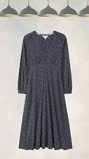 Ex White Stuff Women’s Jersey Long Sleeve Dress in Navy Meg Spot