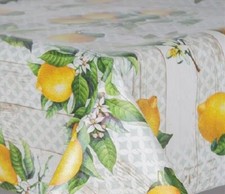Pvc Tablecloth Lemons and Leaves , Vinyl Plastic Wipe Clean