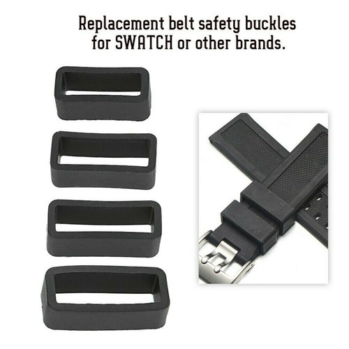 4pcs rubber black watch strap - black,