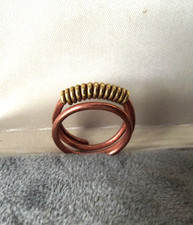 Ring Unisex Vintage Copper Coil Brutalist Abstract Ethnic Goth/Rock Adj Sz P/Q/R