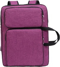 LOVIVER A3 Art Portfolio Case Artists Backpack Artwork Portable Purple 