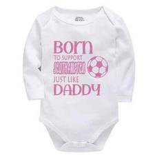 Personalised Born to Support Southampton Just Like Daddy Baby Bodysuit Football