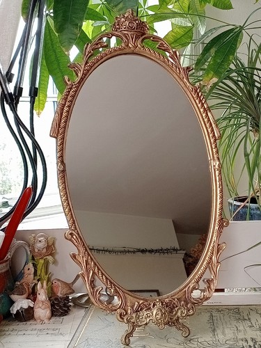 Vintage oval mirror bevelled - vintage,