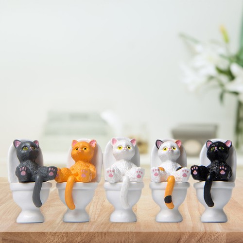 5pcs cat sitting toilet - cat,