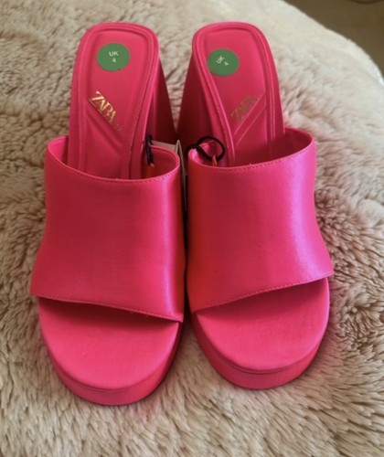 Zara neon pink block heel - heel, slip