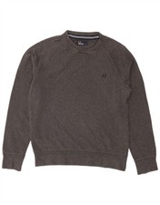 FRED PERRY Mens Sweatshirt Jumper Medium Grey Cotton CR19