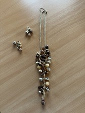 Ladies Virgin Vie Brown Cream Necklace / Earring Set