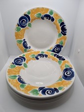 6 Steelite Pasta Soup Plates Bowls Hand Painted Ceramic Large 30cm Vintage Rare