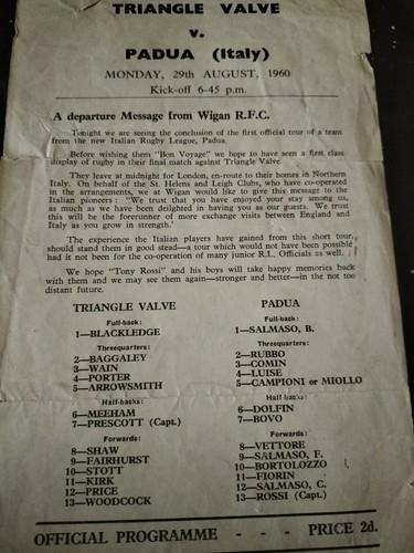 Rare rugby league programme - rare,