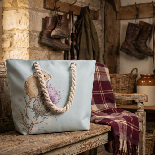 Harvest mouse thistle tote - mouse,