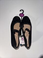 Black Ruches Flat Dolly School/Office Shoes Elasticated Strap UK Size 7 EU 40.
