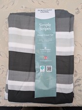 SIMPLY STRIPES PRINTED DUVET SET GREY. SINGLE, DOUBLE OR KING SIZE