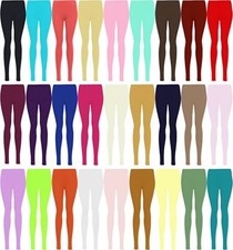 LADIES WOMENS VISCOSE LYCRA PLAIN STRETCHY SOFT LEGGINGS WITH ELASTICATED WAIST