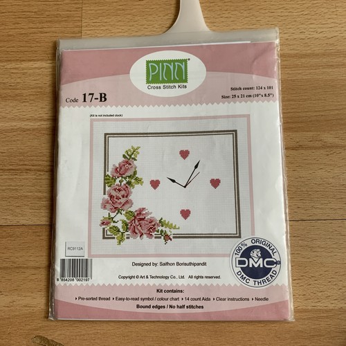 Pinn cross stitch kit - cross, pink