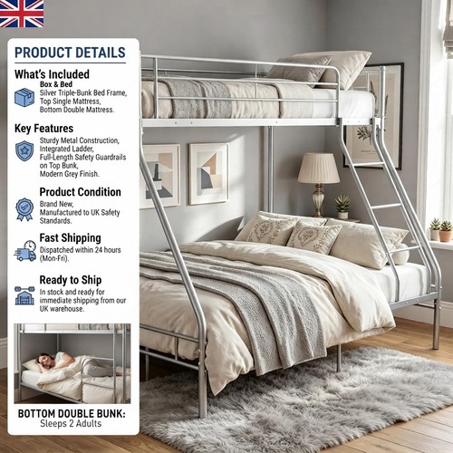 Elegant triple bunk bed frame - elegant,