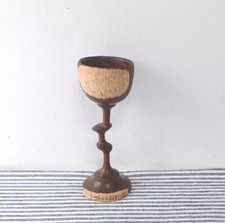 Stunning Vintage Multi Axis Wooden Goblet Hand Carved Treen Art Statement Piece 