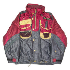 DESCENTE Swiss Mens Ski Jacket Black Hooded Colourblock L