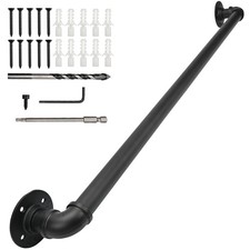 Handrail Stair Rail Grab Balustrade Metal Staircase Banister Black Set 100/300CM