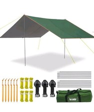 3x5m Camping Tarp with Poles Waterproof Tent Sun Shelter Multifunction Tarpaulin
