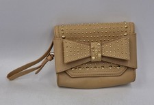 KG Kurt Geiger Nude Leather Stud Bow Clutch Bag