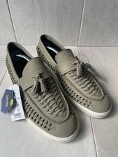 Mens Next Green Leather Summer Loafers Uk 9 Brand New 