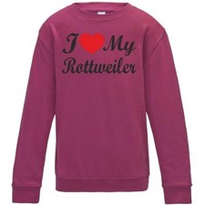 I Love My Rottweiler Dog Kids Childrens Sweatshirt Jumper Birthday Gift