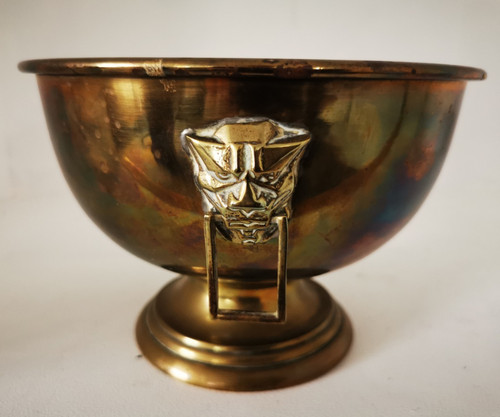 Antique gilt metal rose - , bowl