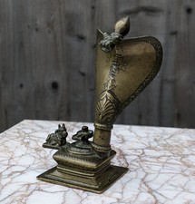 Indian Antique Brass Shiva Lingam 17th /18th century Nandi Cobra Hindu Sculpture