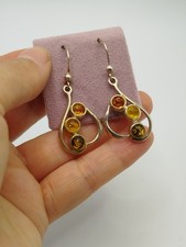Vintage Baltic AMBER Sterling Silver Gemstone Earrings 925