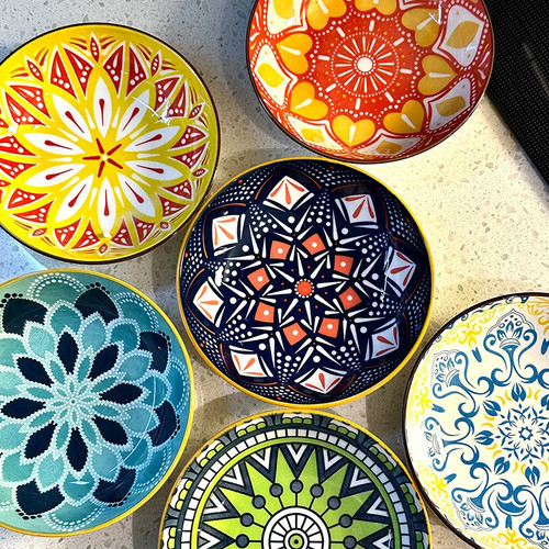 Set boho ceramic salad - set, 6