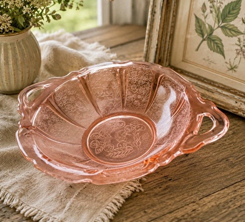 Vintage pink pressed glass - pink,